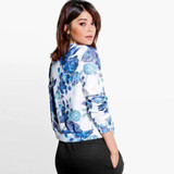2017 New Bomber Jacket Print Flowers Women White Souvenir Jacket Coat Casual Baseball Jacket Sukajan Zipper chaquetas mujer