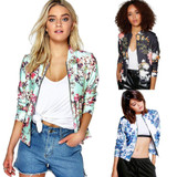 2017 New Bomber Jacket Print Flowers Women White Souvenir Jacket Coat Casual Baseball Jacket Sukajan Zipper chaquetas mujer