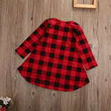 2017 New Baby Kids Girls Child Dress Checked Party Long Sleeve Princess Formal Dresses