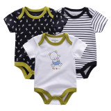 2017 New baby girls jumpsuits & baby bodysuits 3pcs/lot cotton newborn wholesale short sleeve baby boys clothing set