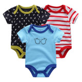 2017 New baby girls jumpsuits & baby bodysuits 3pcs/lot cotton newborn wholesale short sleeve baby boys clothing set