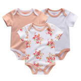 2017 New baby girls jumpsuits & baby bodysuits 3pcs/lot cotton newborn wholesale short sleeve baby boys clothing set