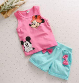 2017 new baby girl clothes set summer sleeveless cotton kid clothing set cartoon clothing set girls summer set