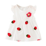2017 New Baby Dress For Girls Newborn Summer Baby Girl Sleeve Flower Strawberry Cotton Dresses Kids Infant Clothes Vestidos Dres
