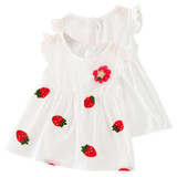 2017 New Baby Dress For Girls Newborn Summer Baby Girl Sleeve Flower Strawberry Cotton Dresses Kids Infant Clothes Vestidos Dres