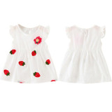 2017 New Baby Dress For Girls Newborn Summer Baby Girl Sleeve Flower Strawberry Cotton Dresses Kids Infant Clothes Vestidos Dres