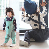 2017 New Baby Boy Girls Bib Pants Overalls Cute Bear Print Harem Pants Long Trousers for 1 2 3 Years Baby
