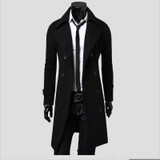 2017 New Autumn Winter Wool Coat Double Breasted Slim Fit Trench Coat Long Section Overcoat Casual Pea Coat For Men M-4XL