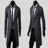 2017 New Autumn Winter Wool Coat Double Breasted Slim Fit Trench Coat Long Section Overcoat Casual Pea Coat For Men M-4XL
