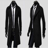 2017 New Autumn Winter Wool Coat Double Breasted Slim Fit Trench Coat Long Section Overcoat Casual Pea Coat For Men M-4XL