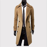 2017 New Autumn Winter Wool Coat Double Breasted Slim Fit Trench Coat Long Section Overcoat Casual Pea Coat For Men M-4XL