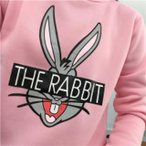 2017 New Autumn Winter Women Fashion Cute Cartoon Bugs Bunny Printed Sweatshirts Loose Casual Female Hoody Coat Hoodies