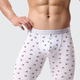 2017 New Autumn Winter Warm Modal Men Thermal Underwear Funny Plaid/Foot Print/Wave Printed Long Johns Underpants Leggings