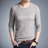 2017 New Autumn Winter Men'S Sweater Men'S Round Neck Letter Printed Casual Sweater Men's Slim Fit Brand Knitted Pullovers HJK43