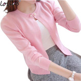 lollas New Solid Color Fashion Women Sweater Female Cardigan Thin Outerwear Summer Short Design Knit Long-sleeve Sweater