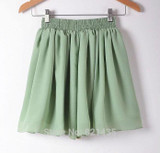 lollas 2017 New Fashion High Waist Double Layer Women Chiffon Pleated Skirt Solid Color Plus Size Fashion Candy Color Skirt