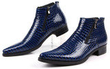 LOISWORD Large size EUR46 black / Brown tan / blue zipper mens ankle boots genuine leather business boots mens dress shoes