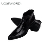 LOISWORD Large size EUR46 serpentine blue / black pointed to dress shoes mens ankle boots genuine leather wedding shoes LOISWORD Large size EUR46 serpentine blue / black pointed to dress shoes mens ankle boots genuine leather wedding shoes