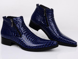 LOISWORD Large size EUR46 serpentine blue / black pointed to dress shoes mens ankle boots genuine leather wedding shoes LOISWORD Large size EUR46 serpentine blue / black pointed to dress shoes mens ankle boots genuine leather wedding shoes