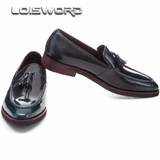 LOISWORD Black / wine red / blue loafers mens dress shoes genuine leather business shoes mens wedding shoes with tassel LOISWORD Black / wine red / blue loafers mens dress shoes genuine leather business shoes mens wedding shoes with tassel