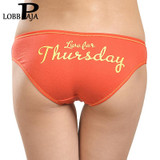 LOBBPAJA Lot 7 pcs Woman Underwear Cotton Weekdays Letter Printed Sexy Ladies Panties Briefs Intimates Lingerie Knickers Women
