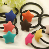 LNRRABC 3PCS/Set Print Heart Pentagram Round Candy Color Girls Lovely Hair Rope Elastic Hair Bands Hair Accessories