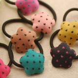 LNRRABC 3PCS/Set Print Heart Pentagram Round Candy Color Girls Lovely Hair Rope Elastic Hair Bands Hair Accessories
