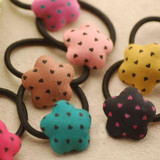 LNRRABC 3PCS/Set Print Heart Pentagram Round Candy Color Girls Lovely Hair Rope Elastic Hair Bands Hair Accessories