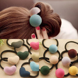 LNRRABC 3PCS/Set Print Heart Pentagram Round Candy Color Girls Lovely Hair Rope Elastic Hair Bands Hair Accessories