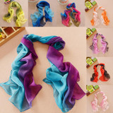 LNRRABC 19 Colors  Women Elegant Lady Chiffon Silk Scarf Summer Gradient Color Georgette Shawls Scarves foulard femme