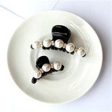 LNRRABC  2 Sizes  Black Crystal Pearl Rhinestone Plastic Hair Clip Claw Barrettes Crab Clamp Girl Women's Hair Accessories