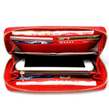 LMS Genuine Leather Wallet Cowhide Women's Wallets Clutch Long Design Purse Bags Handbag Fashion Women Purse Patent Leather Bag