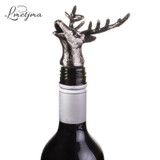 LMETJMA Stainless Steel Deer Stag Head Wine Pourer Unique Wine Bottle Stoppers Wine Aerators Bar Tools KC0818-1