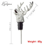 LMETJMA Stainless Steel Deer Stag Head Wine Pourer Unique Wine Bottle Stoppers Wine Aerators Bar Tools KC0818-1