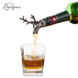 LMETJMA Stainless Steel Deer Stag Head Wine Pourer Unique Wine Bottle Stoppers Wine Aerators Bar Tools KC0818-1