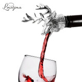 LMETJMA Stainless Steel Deer Stag Head Wine Pourer Unique Wine Bottle Stoppers Wine Aerators Bar Tools KC0818-1