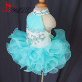 Liyatt Cheap Girls Pageant Dresses 2017 Beadings Organza Kids Prom Dress Lovely Halter Open Back Ball Gowns Party Gowns CP001