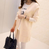 Liva Girl Long Cardigan Women Autumn Winter Female Long Sleeve Cardigan Korean Slim Pockets Sweater Knitted Cardigans Women Tops