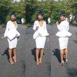 Little White Dress 2017 Short Party Cocktail Dresses with Long Sleeves Knee Length Prom Gowns robe de cocktail