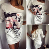 Fashion 2017 Summer Dress Sexy Casual Slim Micky Print Dress Package Hip Milk Silk Bodycon Dress Women Party Dresses Vestidos