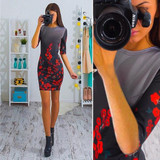 Fashion 2017 Summer Dress Sexy Casual Slim Micky Print Dress Package Hip Milk Silk Bodycon Dress Women Party Dresses Vestidos