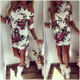 Fashion 2017 Summer Dress Sexy Casual Slim Micky Print Dress Package Hip Milk Silk Bodycon Dress Women Party Dresses Vestidos