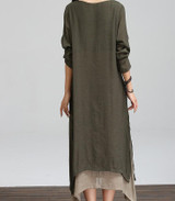 Fashion 2017 Cotton Linen Vintage Dress Summer Autumn Women Casual Loose  Long Maxi Dresses  Plus Size A507