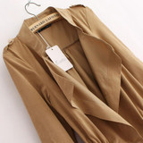 Fashion 2017 Autumn Long Trench Coat  For Women Open Stitch Drawstring Waist Outwear Solid  Casual Female Windbreaker  HH072