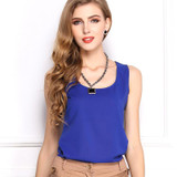 Fashion 2016 Summer Women Clothing Candy Color Sleeveless Women Blouses Chiffon Casual Blouse Shirt Tops Plus Size