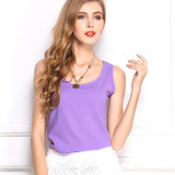 Fashion 2016 Summer Women Clothing Candy Color Sleeveless Women Blouses Chiffon Casual Blouse Shirt Tops Plus Size
