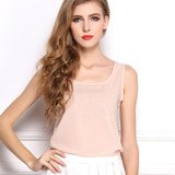 Fashion 2016 Summer Women Clothing Candy Color Sleeveless Women Blouses Chiffon Casual Blouse Shirt Tops Plus Size