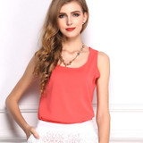 Fashion 2016 Summer Women Clothing Candy Color Sleeveless Women Blouses Chiffon Casual Blouse Shirt Tops Plus Size