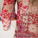 Faroonee Women's Chiffon Blouse Floral Print Half Sleeve Stand Collar Loose Shirt Summer Casual Blouse Tops Large Size 5XL Q4122