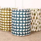 Farmhouse Style Waterproof Foldable Laundry Basket Beam Port Storage Basket Clothing Toys Laundry Basket Japan Korea Bear Trees